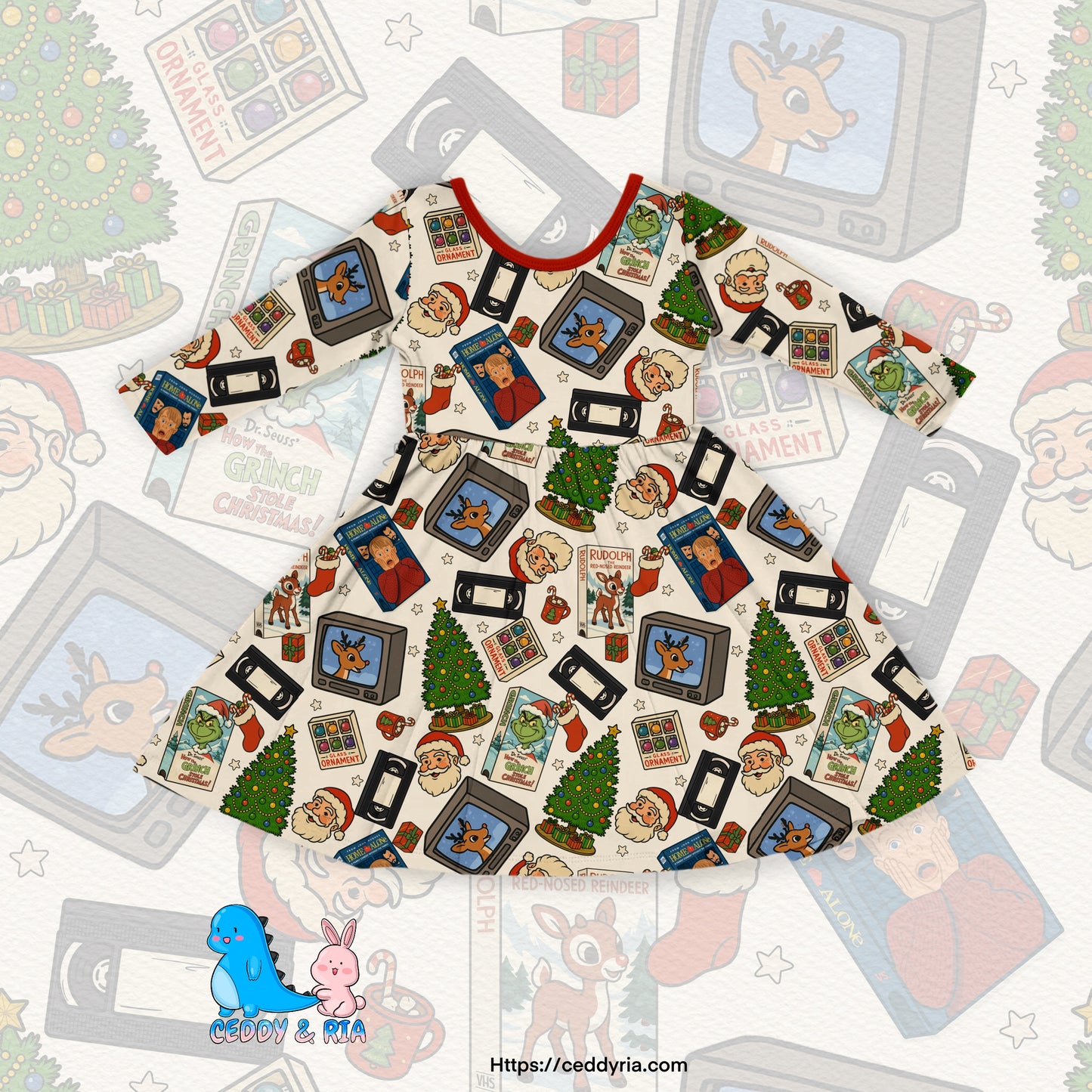 Movie Night Long Sleeve Twirl Dress