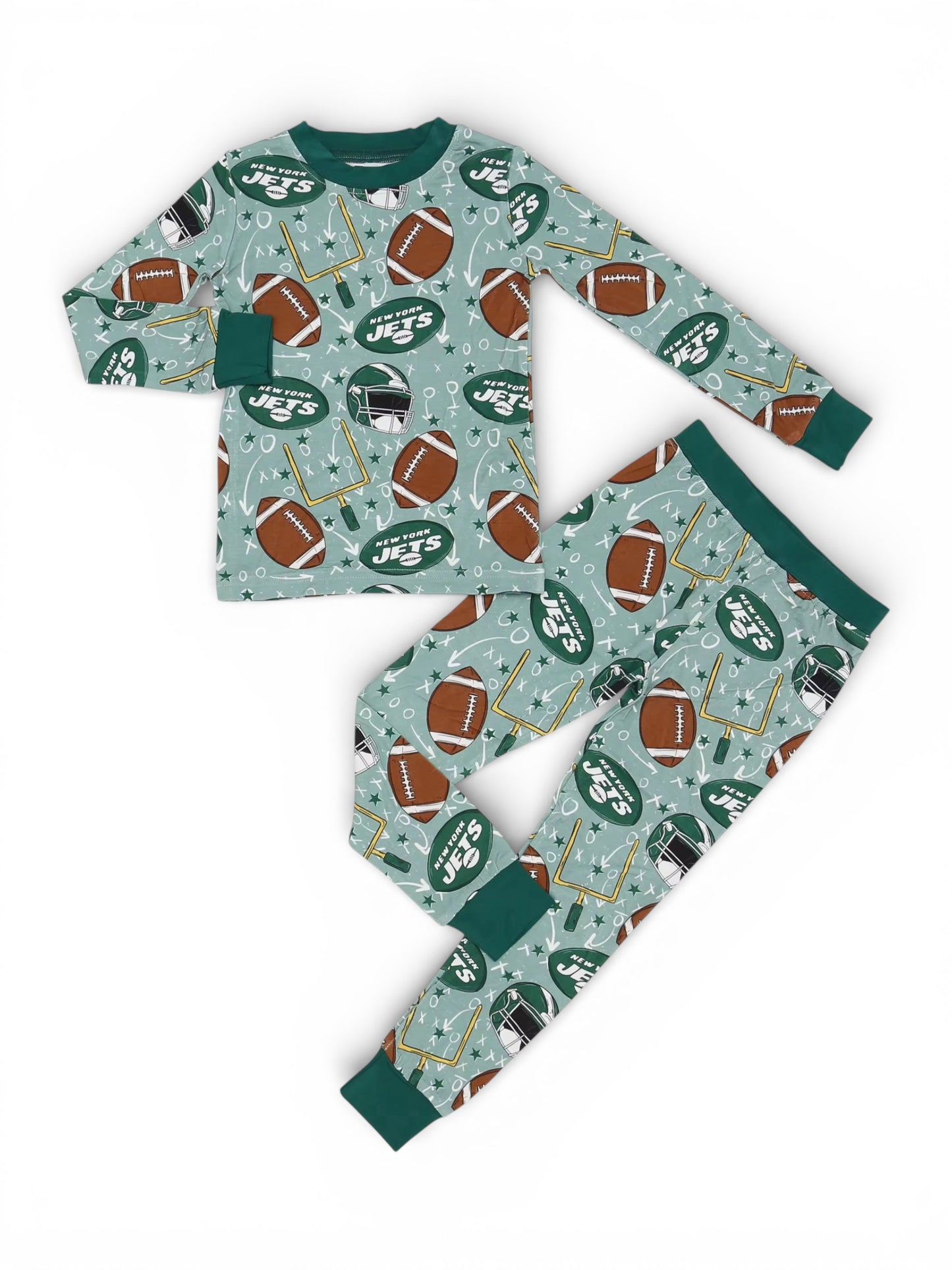 Green, Black and White 2p Long Sleeve Set