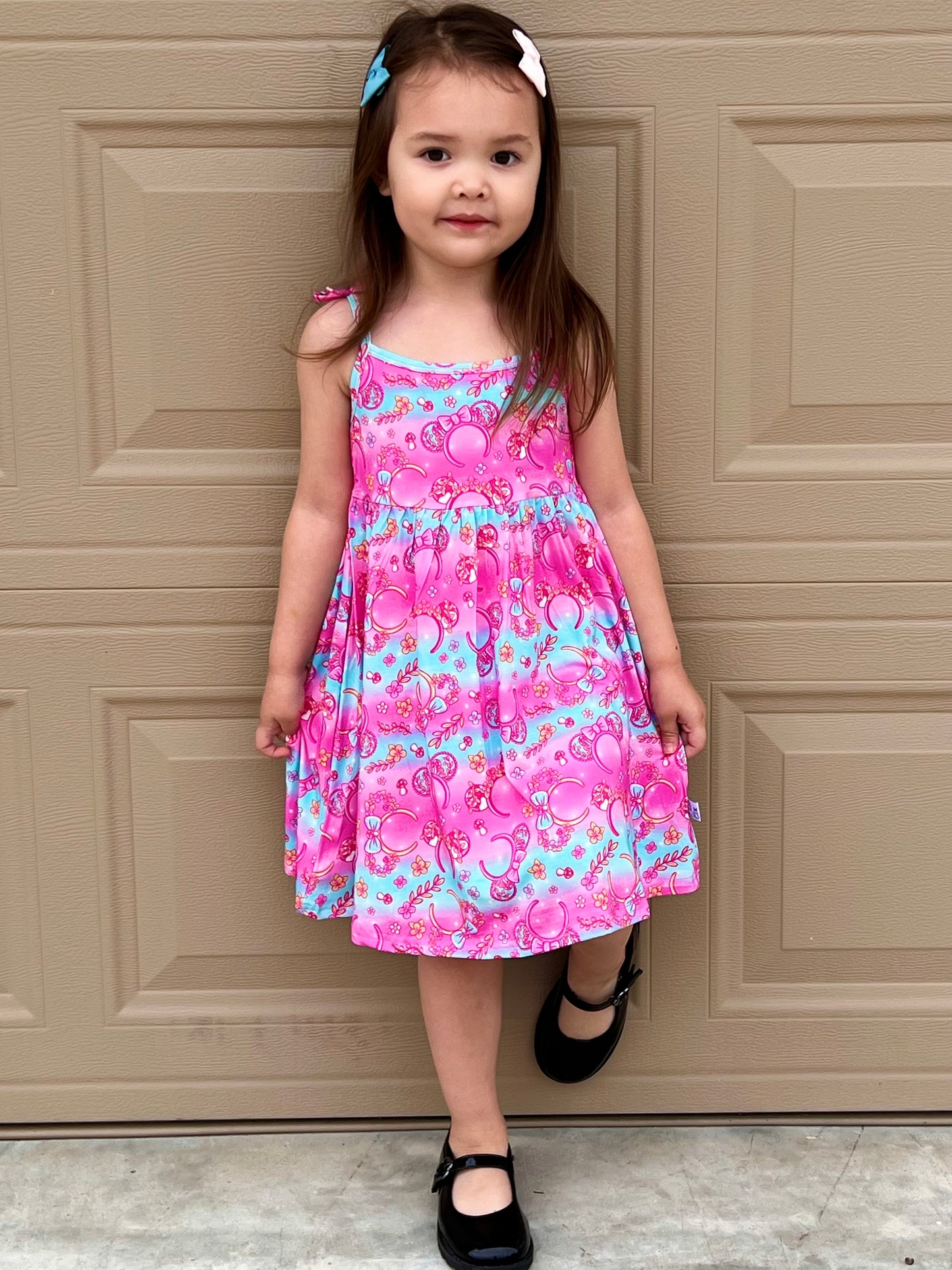 Floral Crown Tie-Strap Twirl Dress