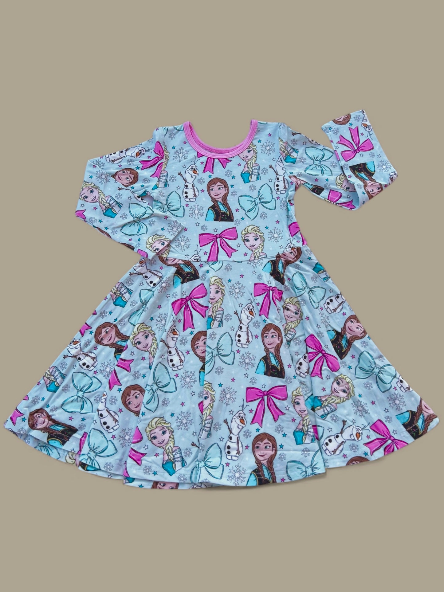 Crystal Frost Long Sleeve Twirl Dress