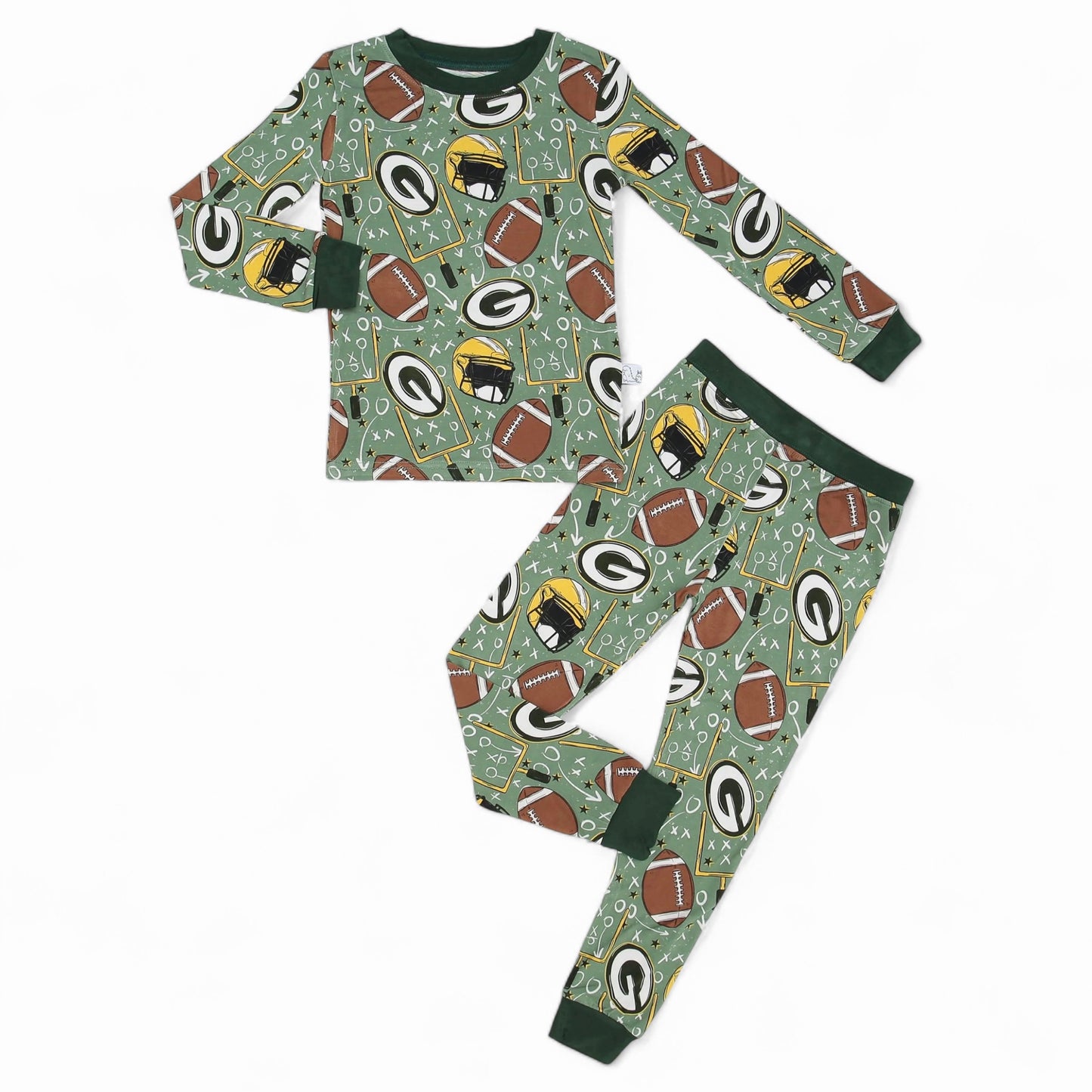 PREORDER Dark Green, White and Gold 2p Long Sleeve Set