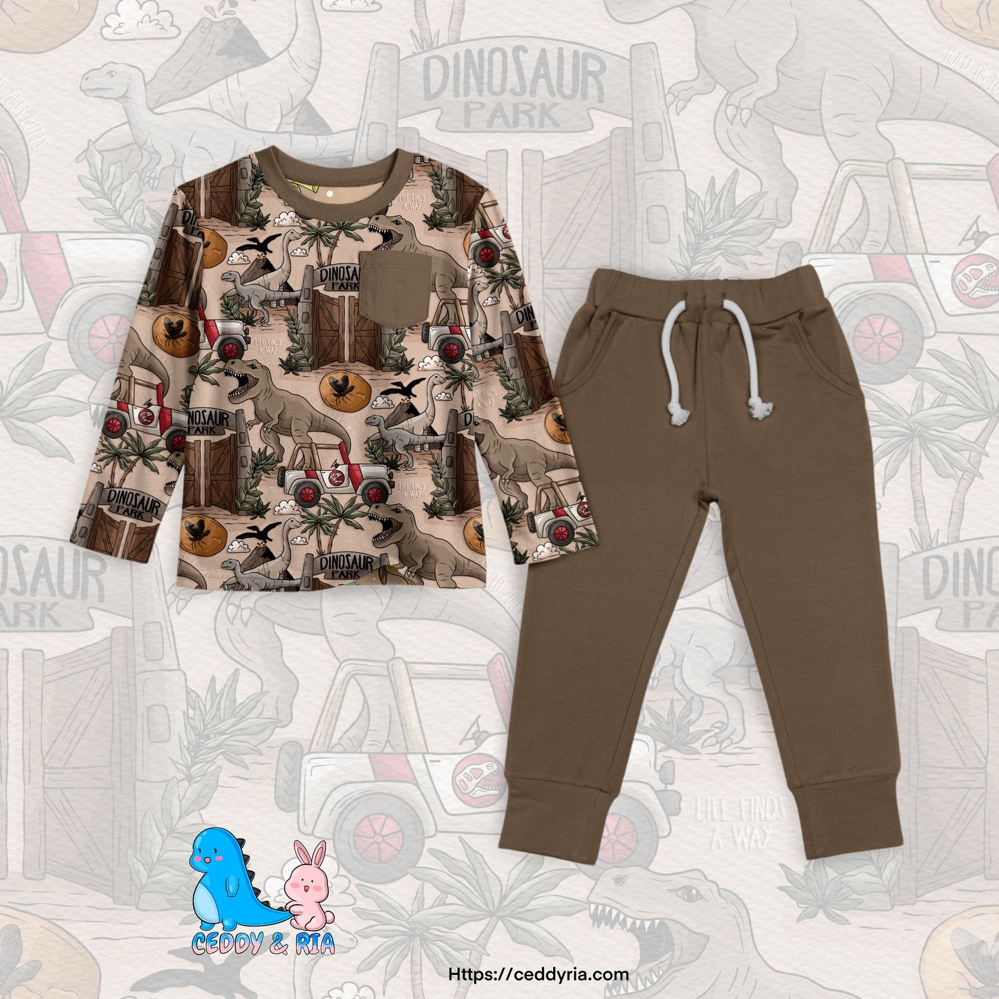PREORDER Dino Park Pocket Tee + Joggers Set
