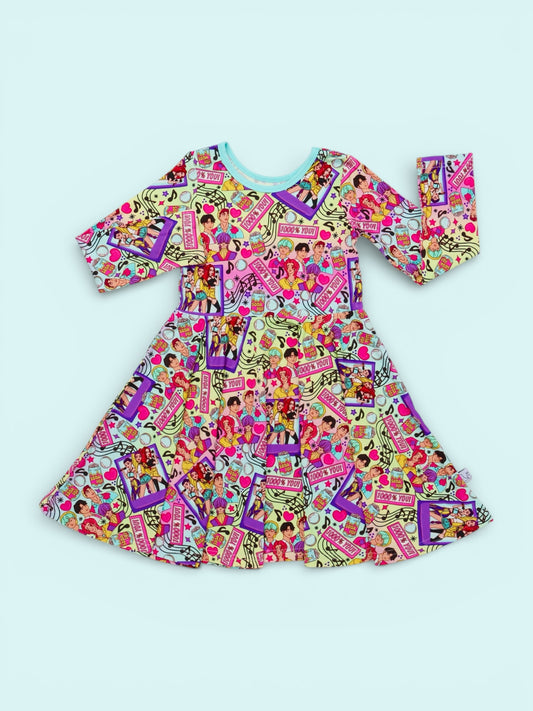 Kpop Idol Long Sleeve Twirl Dress