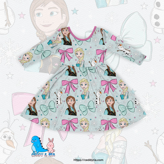 PREORDER Crystal Frost Long Sleeve Twirl Dress