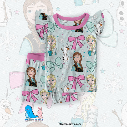 PREORDER Crystal Frost Flutter Sleeve Short Set
