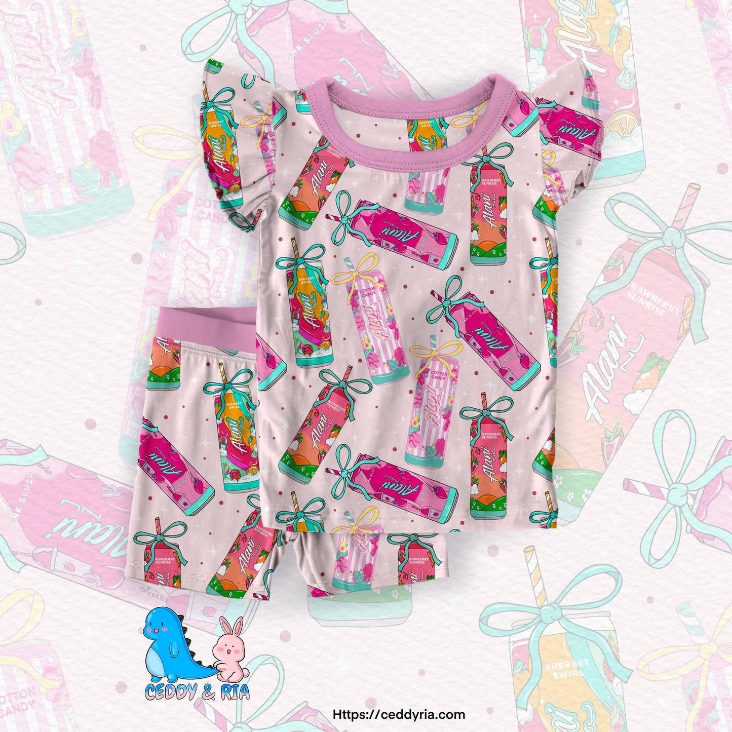 PREORDER Energize Glow Flutter Sleeve Short Set