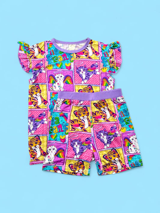 Unicorn Glitz Flutter Sleeve Short Set