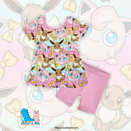 PREORDER Puff & Evie Peplum Top & Biker Shorts