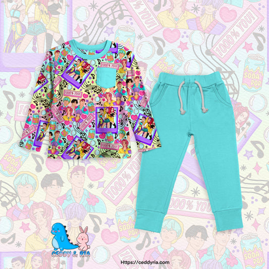 PREORDER Kpop Idol Pocket Tee + Joggers Set
