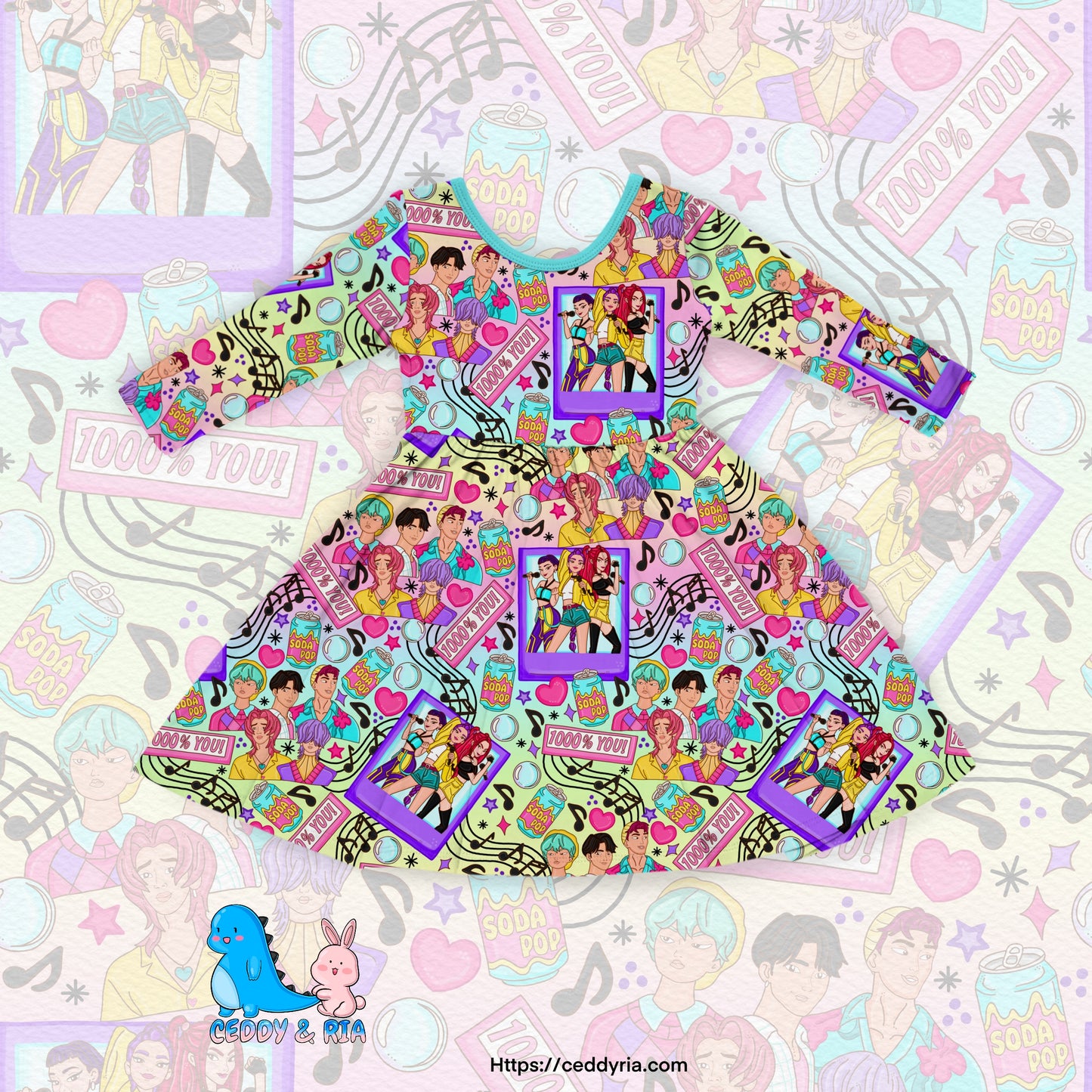 PREORDER Kpop Idol Long Sleeve Twirl Dress