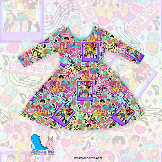 PREORDER Kpop Idol Long Sleeve Twirl Dress