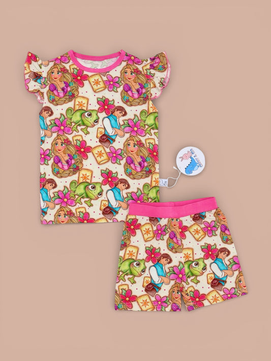 Let Down Your Hair Flutter Sleeve Short Set